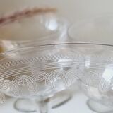 Set of 8 champagne glasses in chiseled blown glass