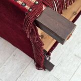 1970s, Danish "Spanish" sofa, furniture velour, ash wood legs.