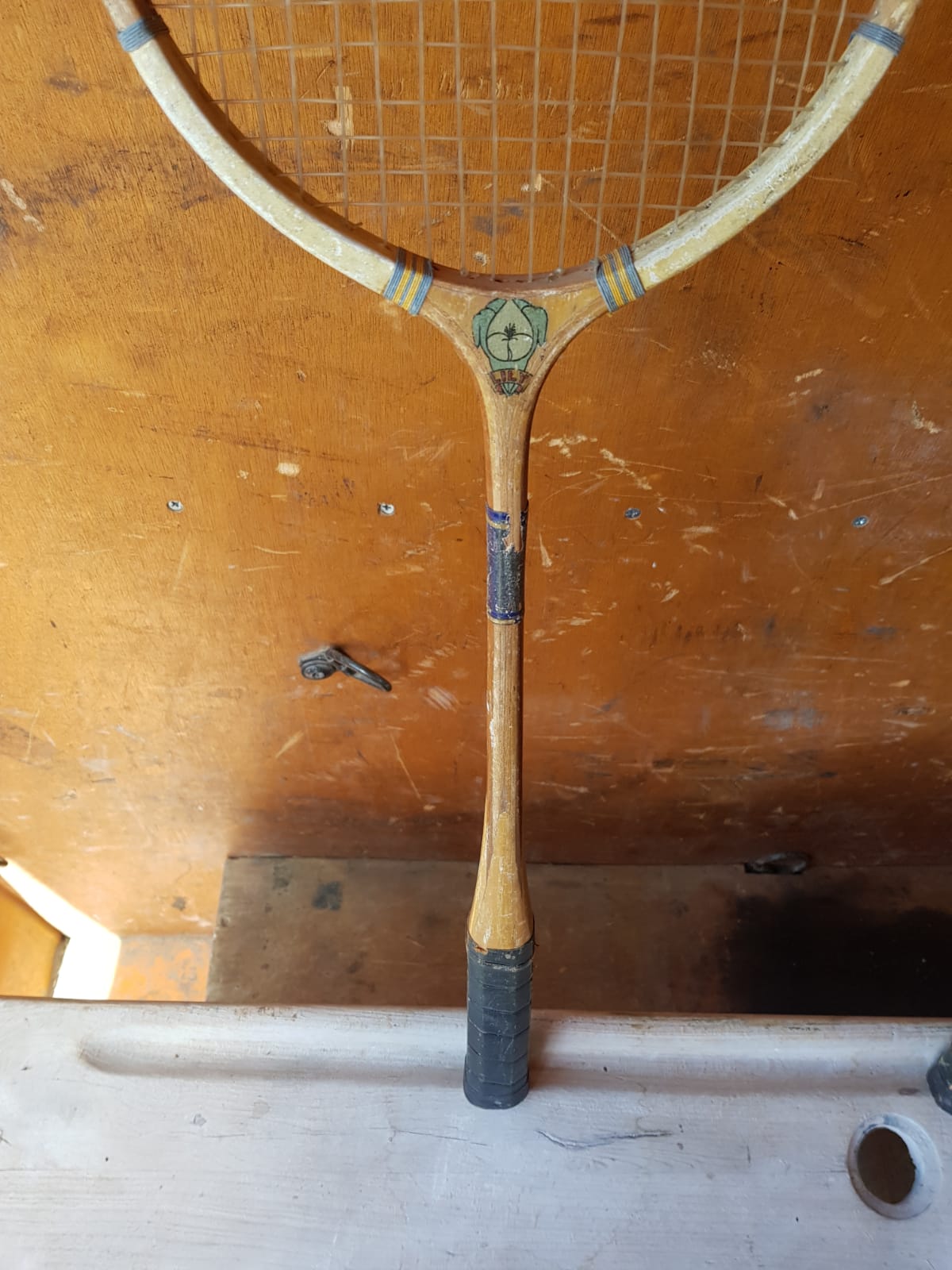 Pair old badminton racket Lily wood