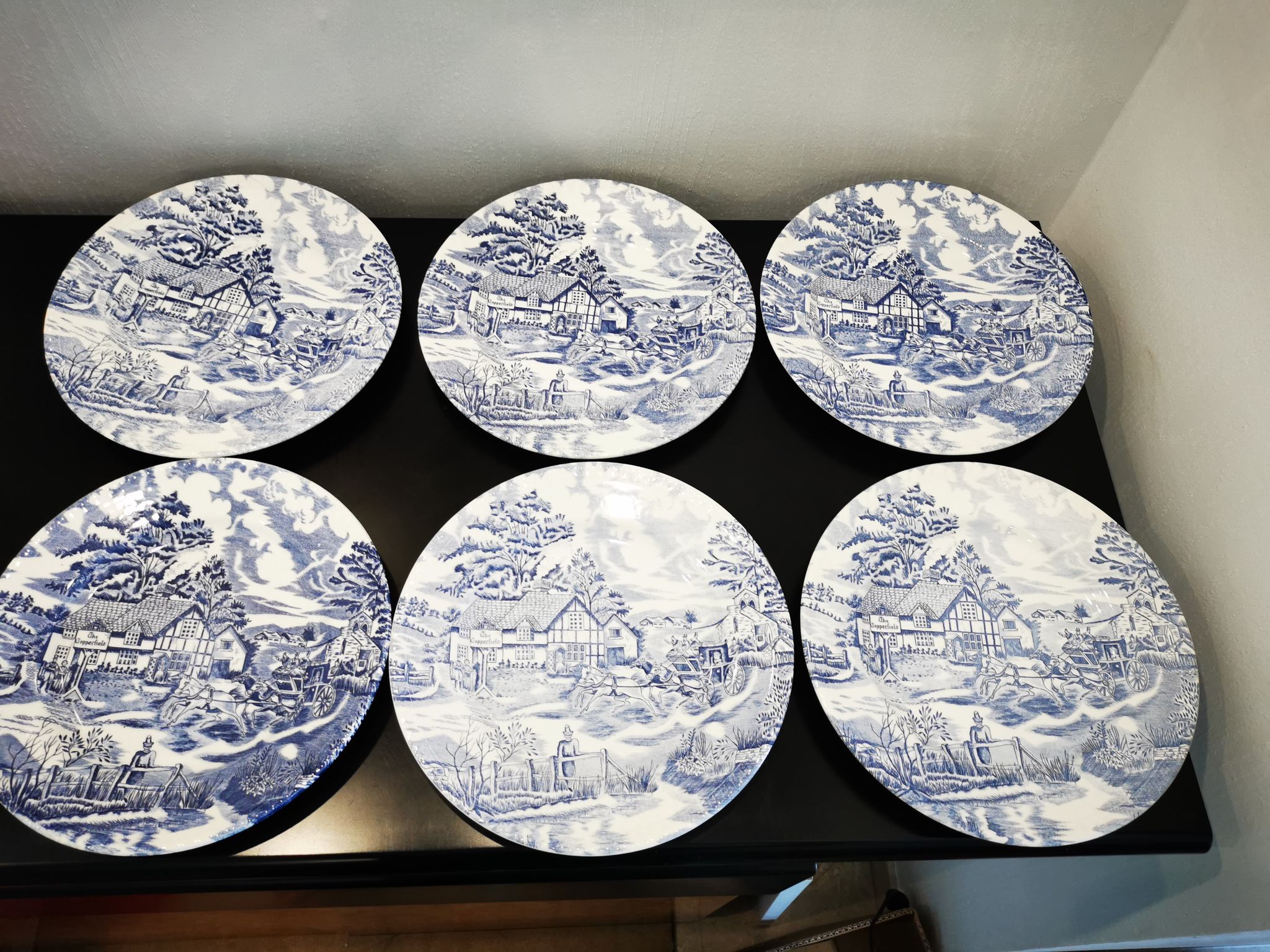 Set of 6 old talking flat plates Lunéville