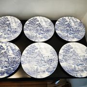Set of 6 old talking flat plates Lunéville