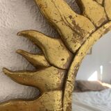 Vintage 1960s sunburst gold resin witch mirror - 49 cm