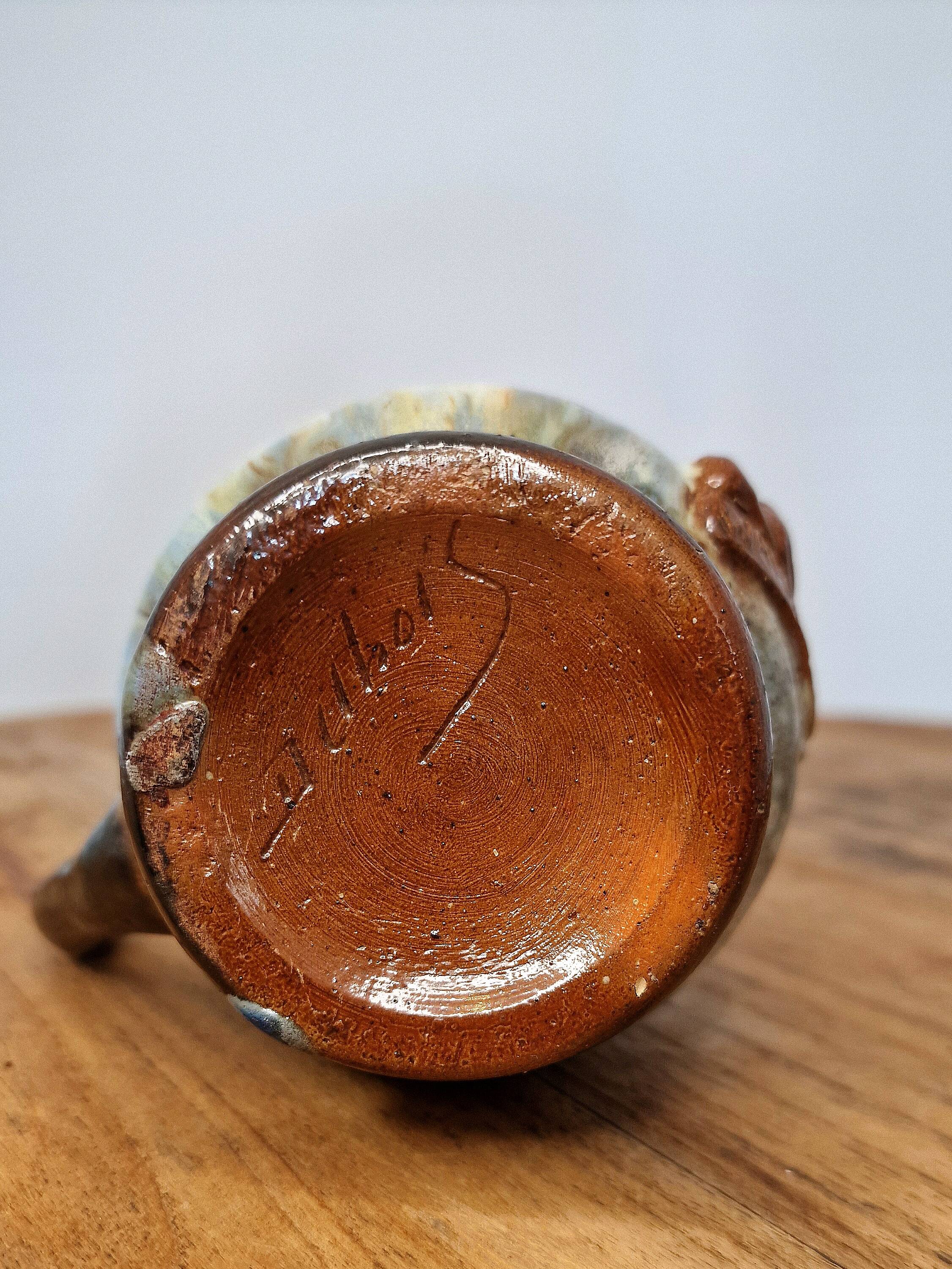 Chope vintage Waterloo en grès émaillé nacré signée Dubois 60/70