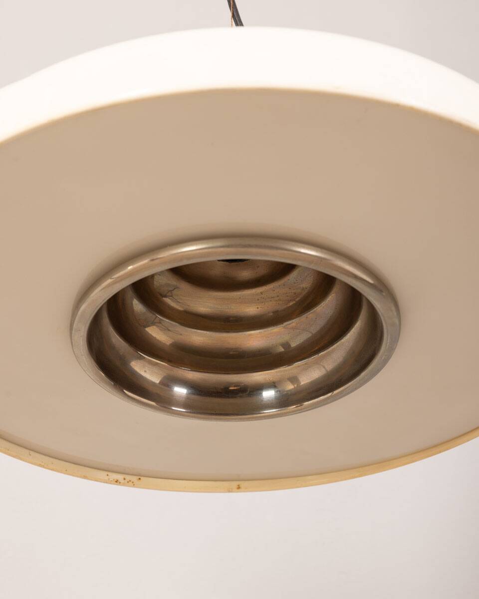 70s vintage chandelier in white metal Italian design