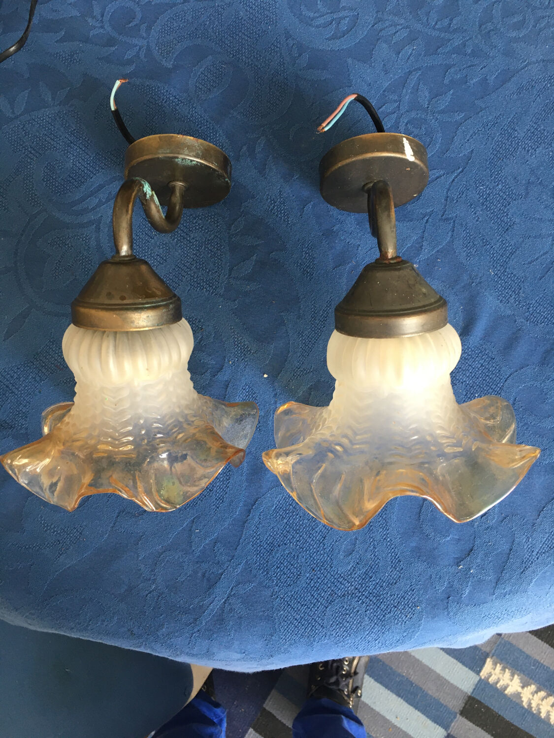 2 art deco wall lamps