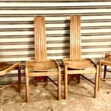 Vintage chairs in curved solid oak, c.1970, set of 4