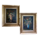 F. Domínguez, floral bodegones, 1945, oil on cardboard box, game of 2