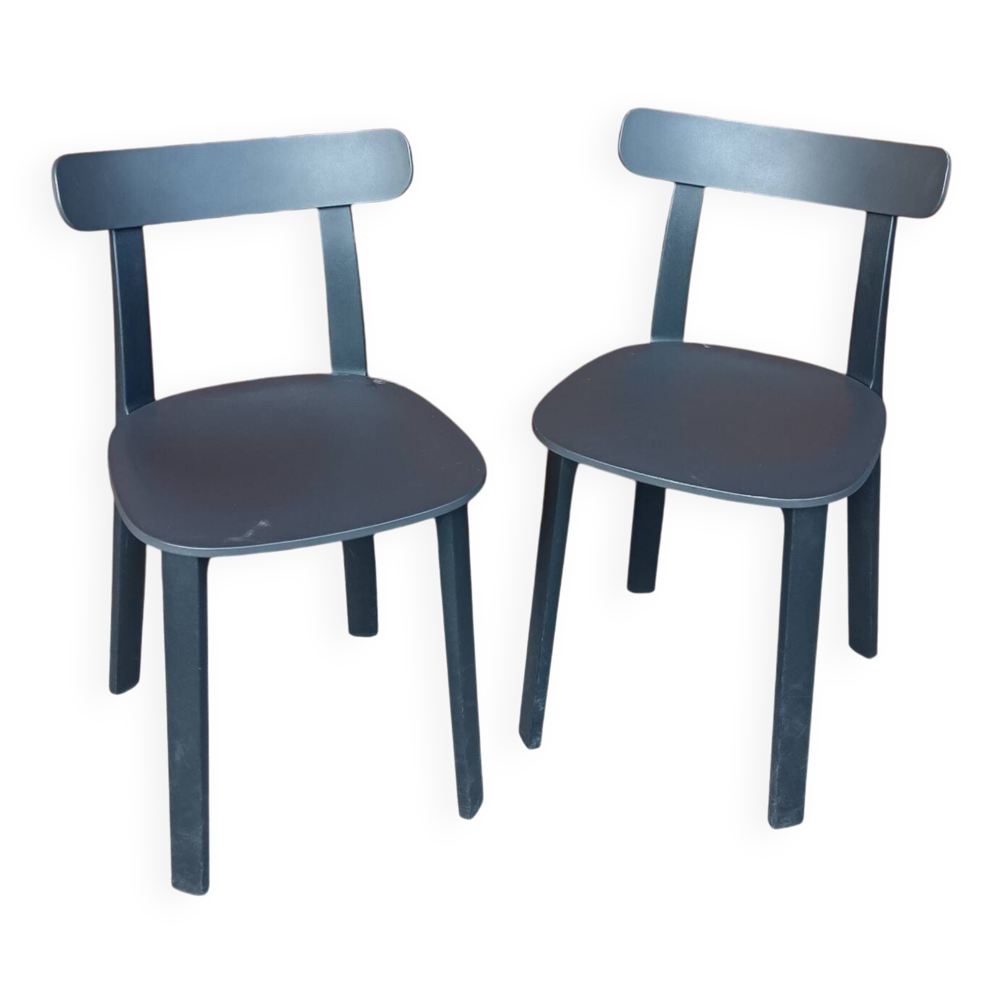 2 All Plastic Chair APC gray chairs by Jasper Morrison for Vitra,