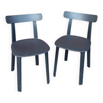 2 Chaises All Plastic Chair APC grise par Jasper Morrison pour Vitra,
