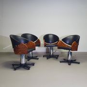 4 chaises de barbier italiennes des années 80, réglables en hauteur