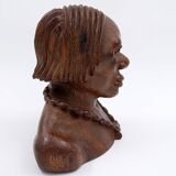 African bust of Joseph Bansimba carved in wenge - 20th century