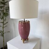 Pink and gold ceramic tripod table lamp