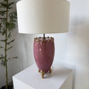 Lampe de table céramique rose et or tripode