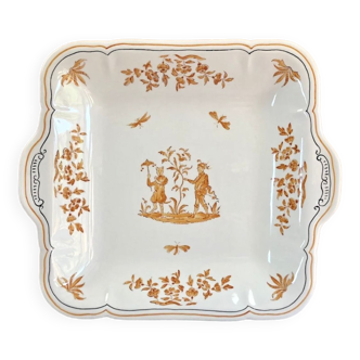 Old Longchamp square hollow dish, Moustiers Olérys decor