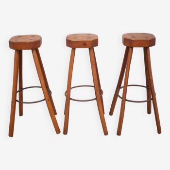 Bar stool X 3, wood and metal stool, brustalist stool, high stool