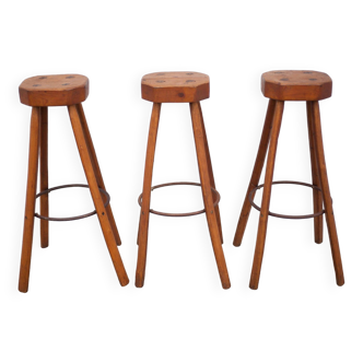 Bar stool X 3, wood and metal stool, brustalist stool, high stool