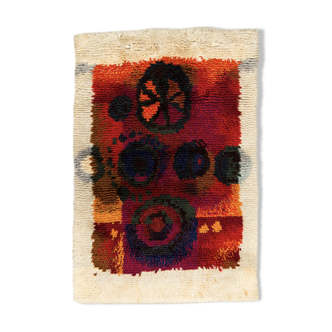 Vintage Scandinavian Ryijy rug in long-pile wool
