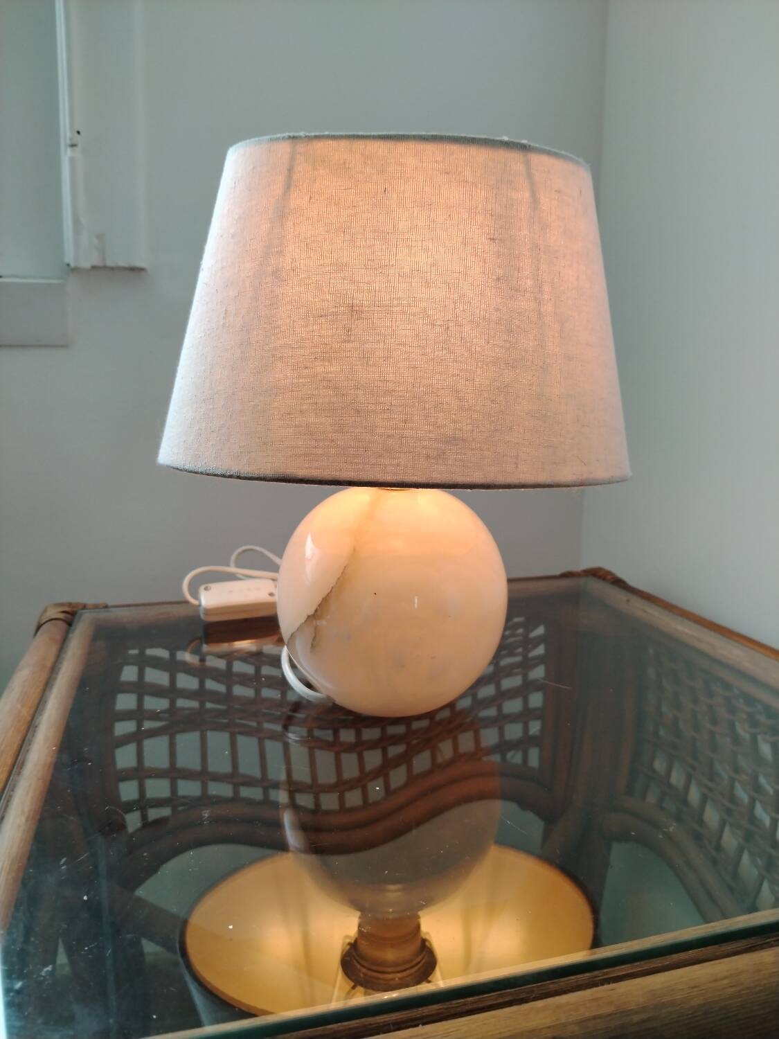 Alabaster ball lamp bases 1980s