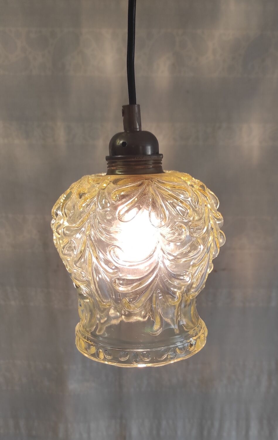 Old portable lamp with a smoked glass globe - mid 20th century.