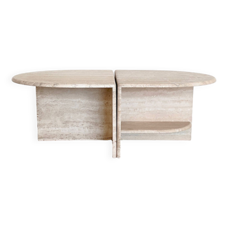Italian Midcentury Travertine Marble Coffee Table of Two Pieces, 1970s