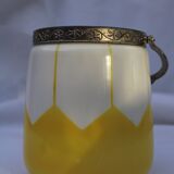 Old white and yellow opaline ice bucket