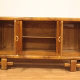 Art Deco Walnut TV Stand, 1950s, Mid-Century Modern Style