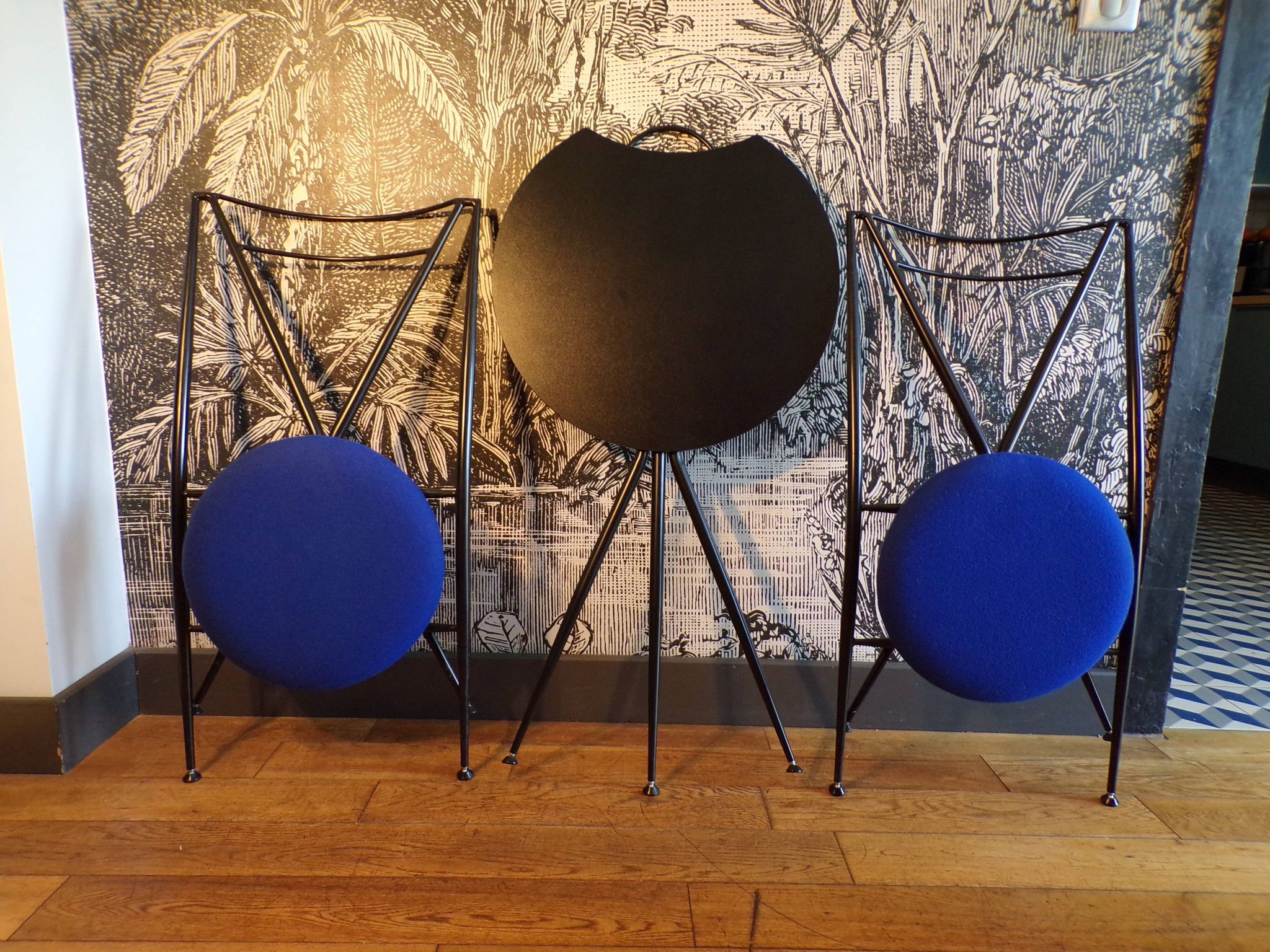 Set of 2 stools and Yamakado side table.