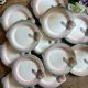 Set of 12 vintage pink and gray fish-shaped plates - Digoin