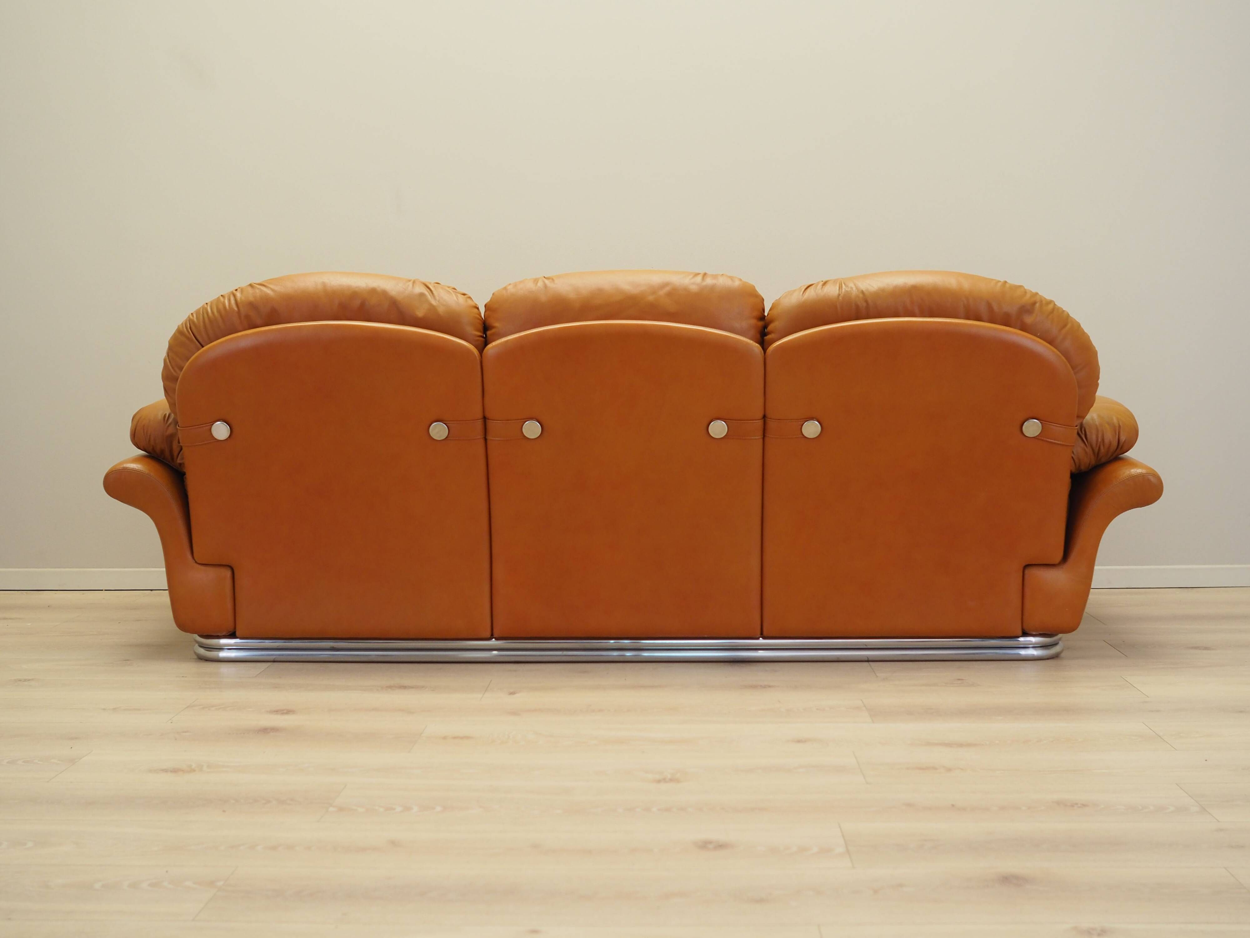 Orange leather sofa, Space Age design, 1960s, production: Italy