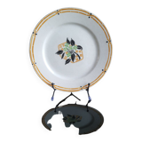 Flat plate old tunis floral porcelain HB French antique