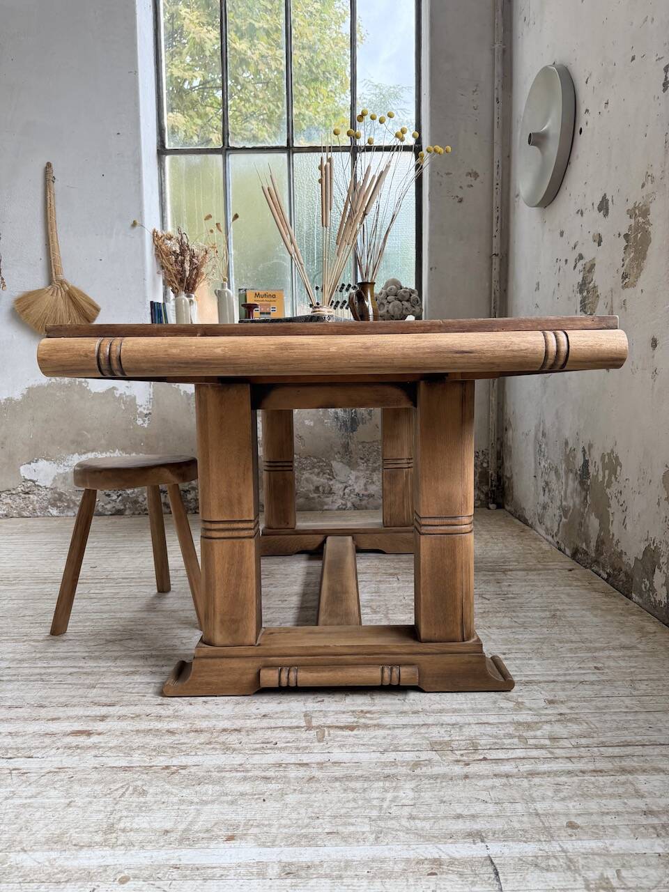 Table de repas chêne 1940 Dudouyt 240cm