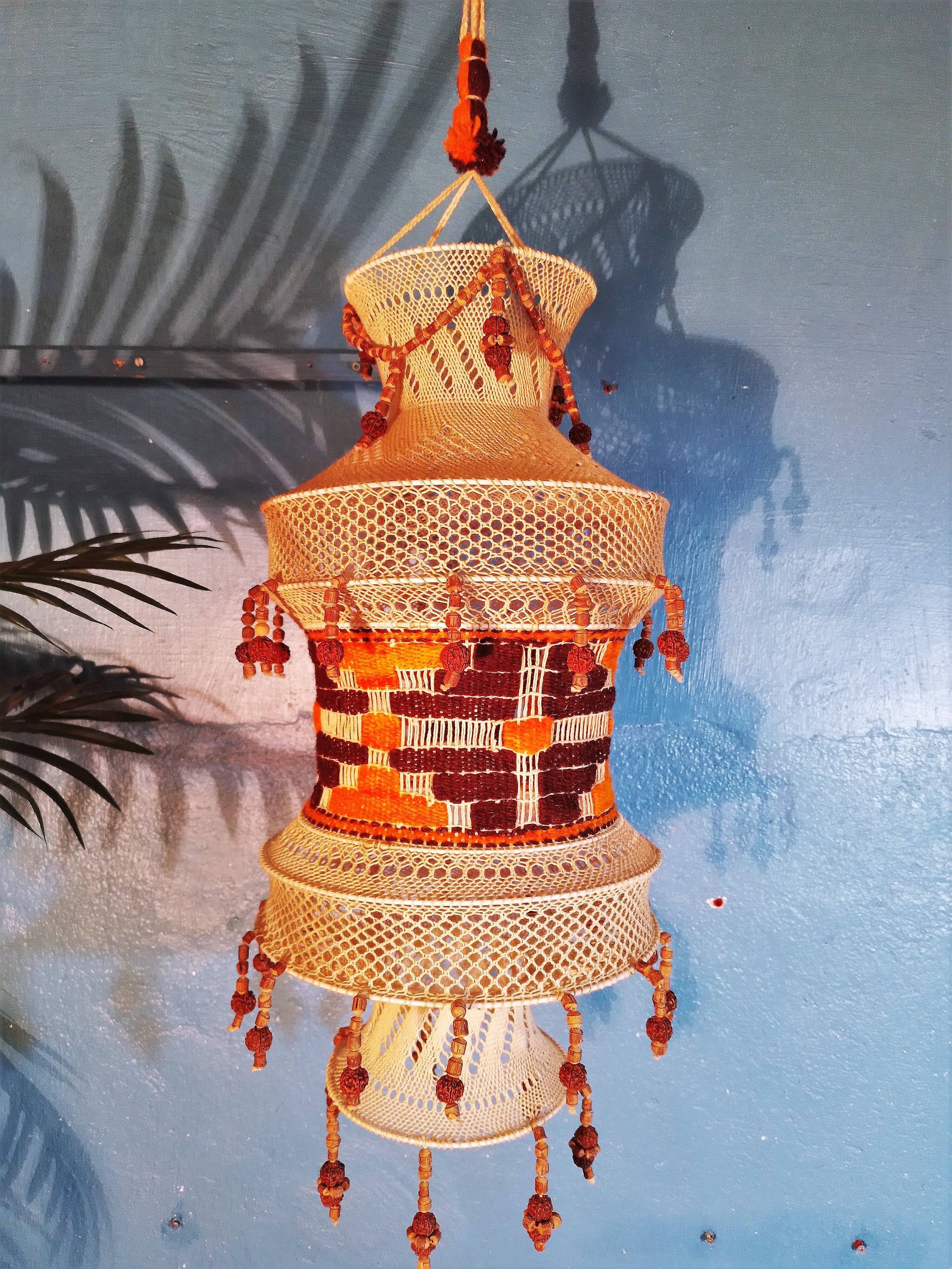 Scandinavian pendant lamp macramé, 1960s