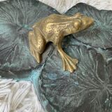 Table basse nénuphars en bronze vintage