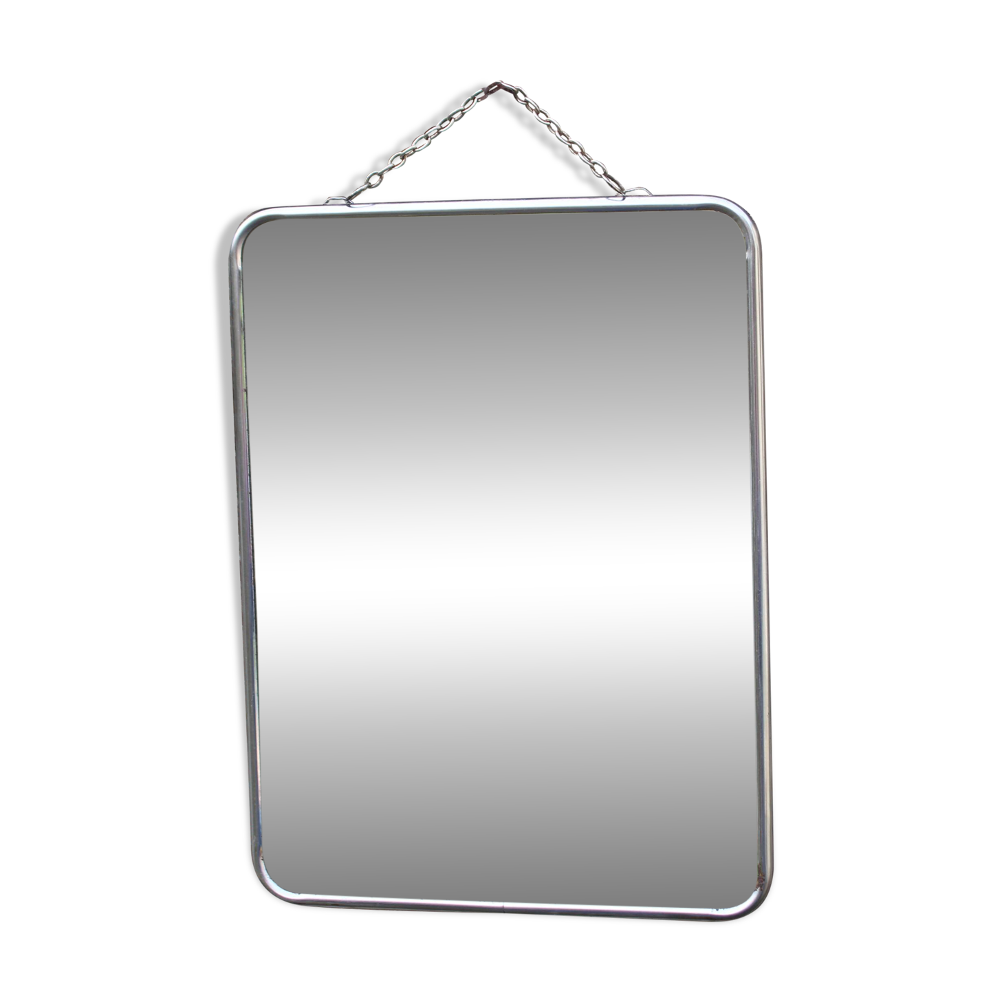 Small vintage barber mirror – metal frame – antique mirror