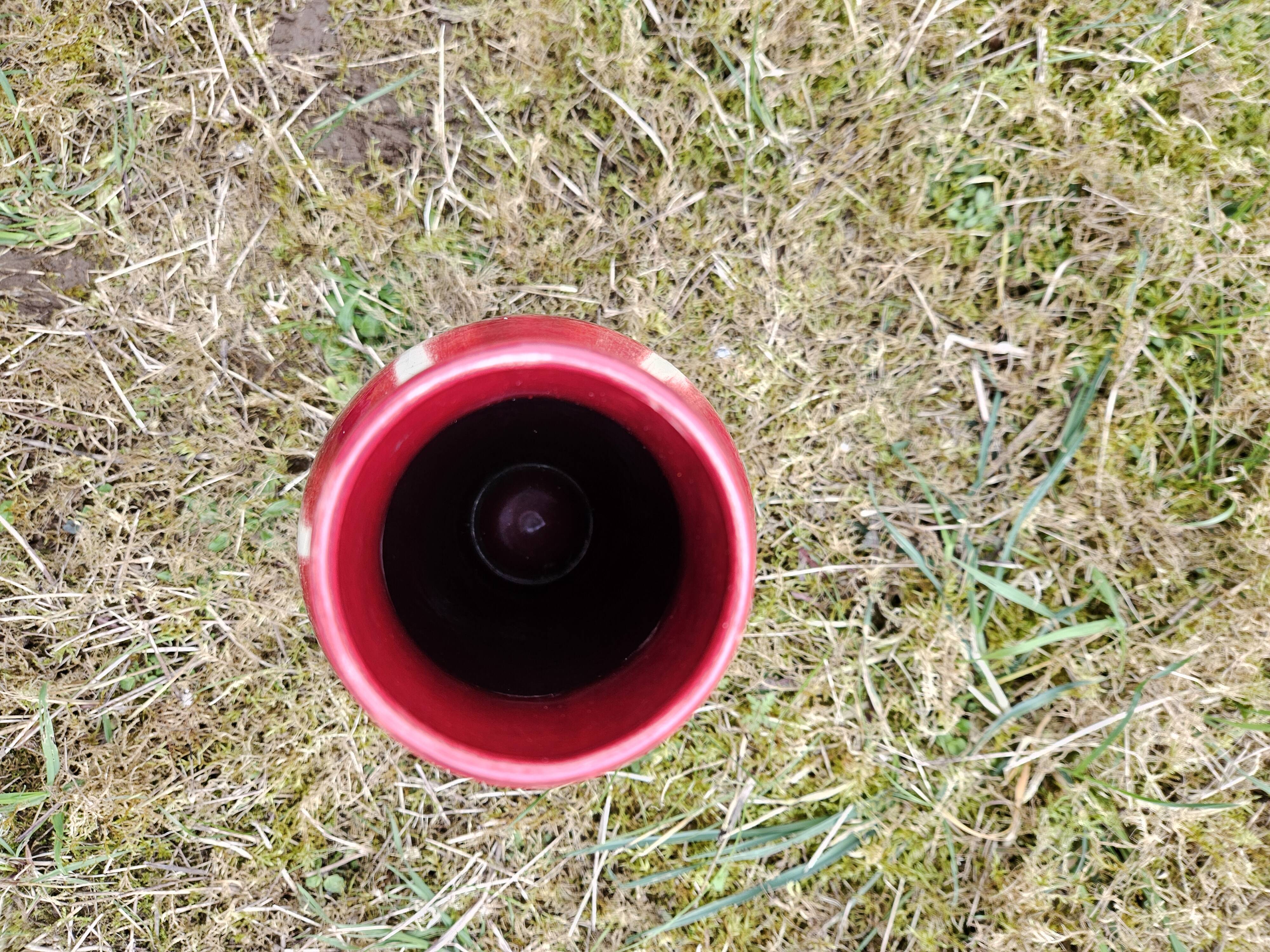 Red Art Deco Ceramic Vase Vierzon Louis Gueule