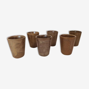 Vintage sandstone cup glasses from the French factory in Digoin