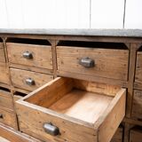 Craft cabinet with drawers in wood and blue stone