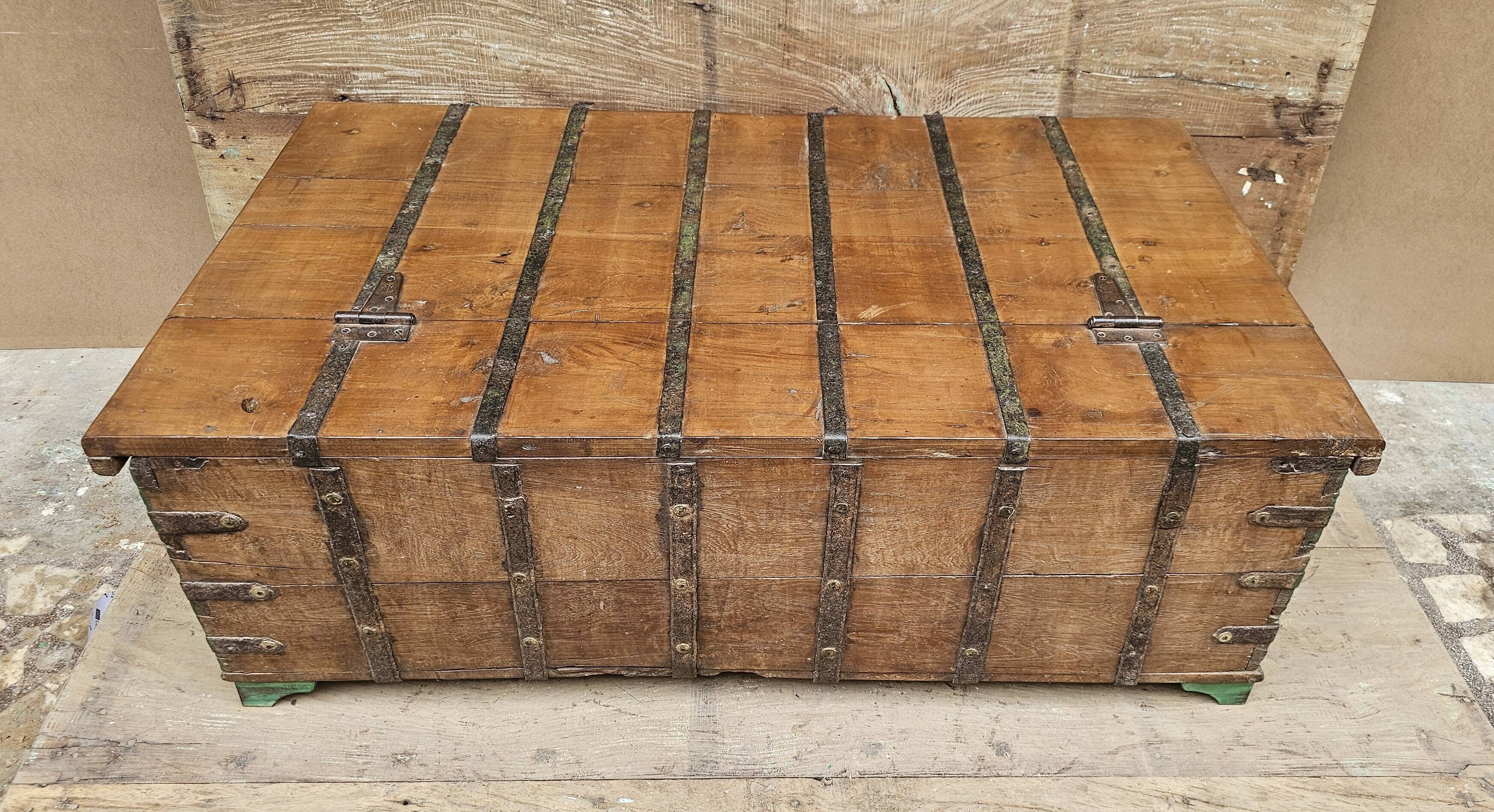 Old coffee table - Burmese teak chest
