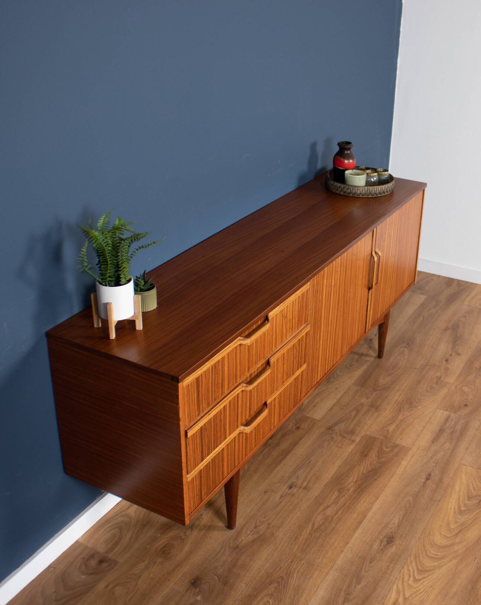 Retro teak zebrano 1960s long elliots of newbury eon mid century sideboard