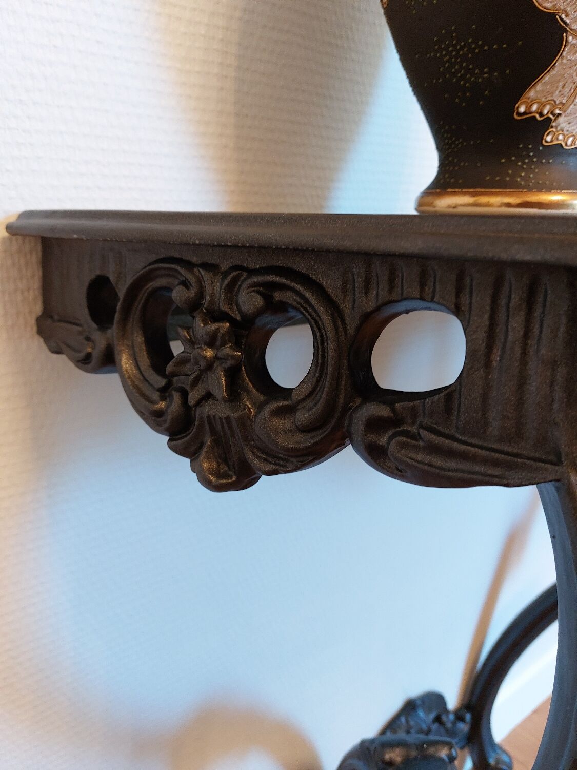 Baroque wall console, steel black