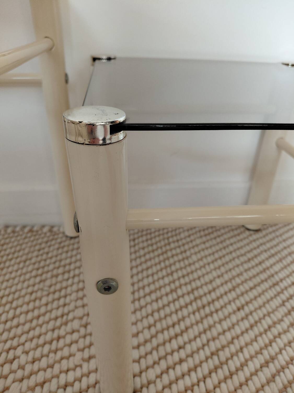 Beige Metal Nesting Tables Yves Boutboul 1970s