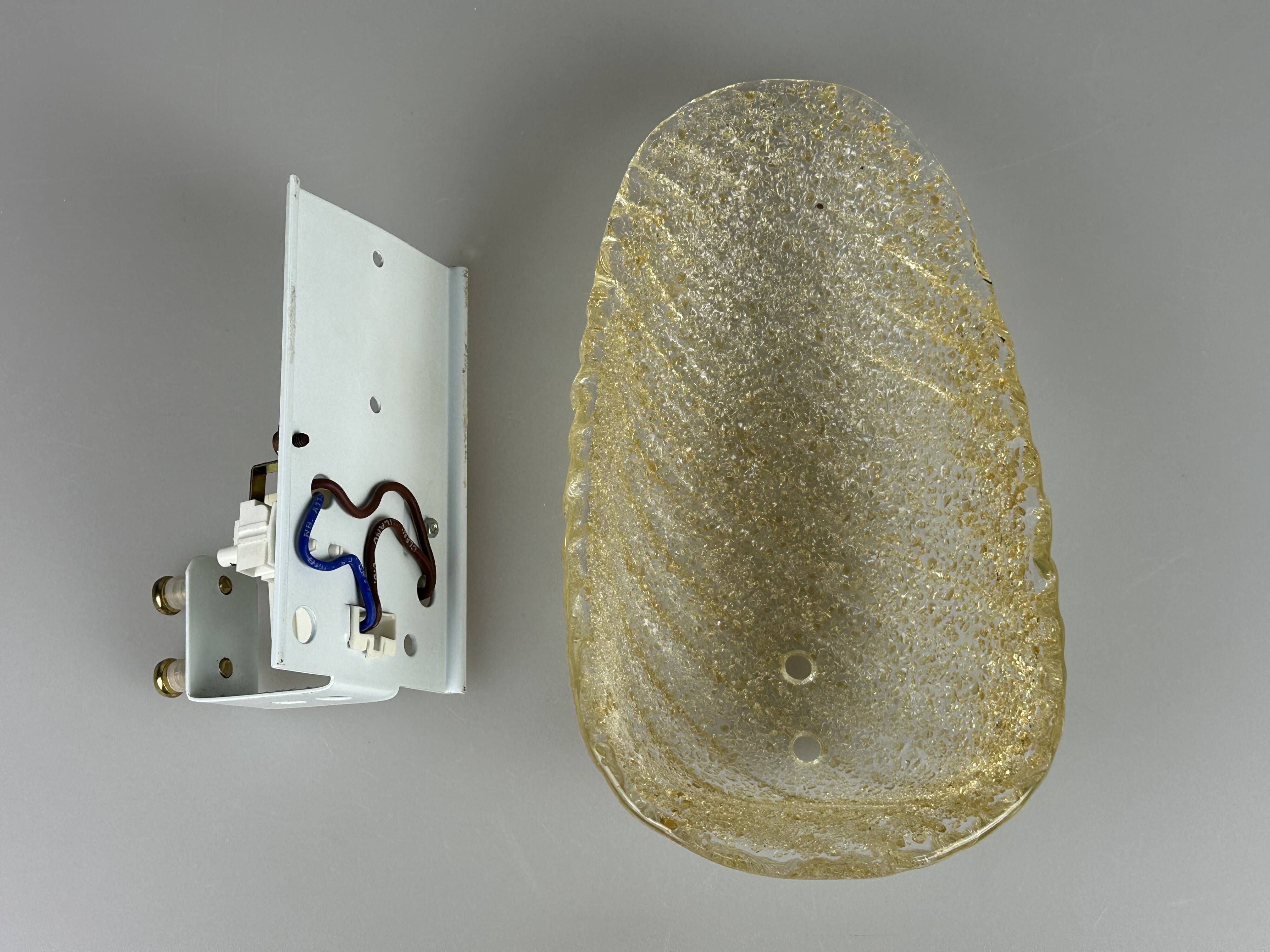 1960s/70s Lamp/Wall Light, Glass, Brass, Leaf, Space Age Design