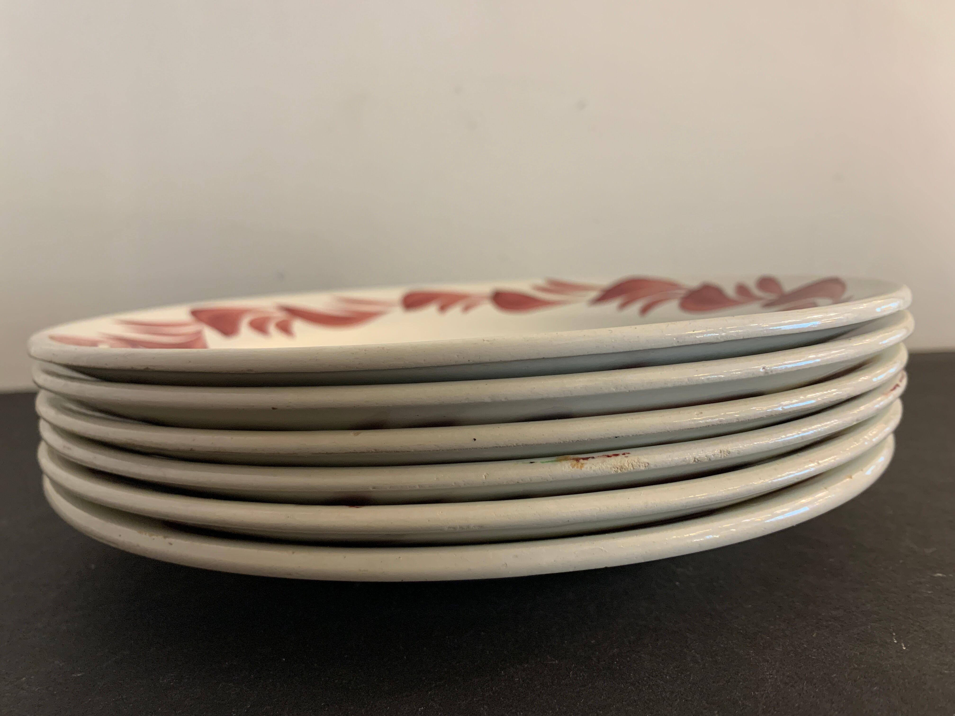 6 plates in earthenware rooster Terre de Fer Choisy Le Roy, 20th century