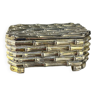 Maison Baguès silver-plated faux bamboo box, France, 1960s