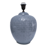 ceramic lamp in the shape of an XL pot, palm leaf decor, 80s