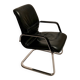 Black leather and chrome steel office chair, Italy 1990