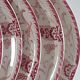 Longwy 6 dinner plates model Rambouillet pink flowers on cream background