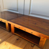 Pair of solid wood coffee tables – rustic / wabi-sabi style (1950-198)