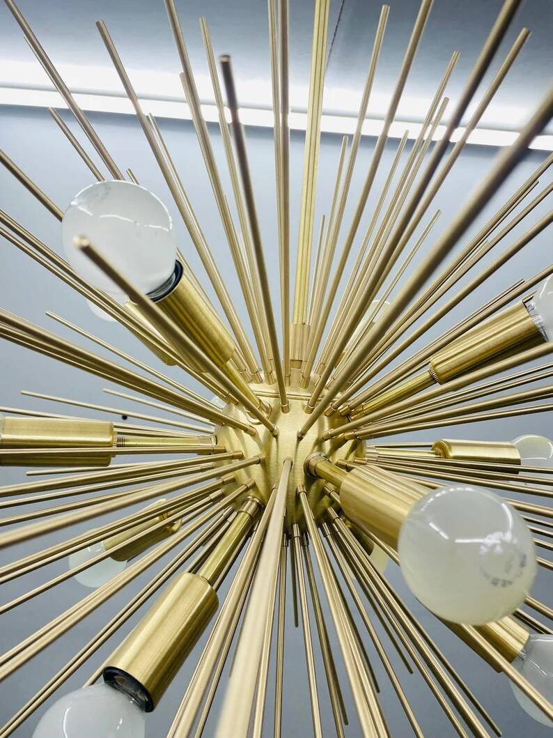 Beautiful mid century handmade urchin chandelier sputnik modern brass ceiling light fixture