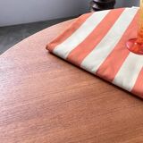 Scandinavian round teak table with extension